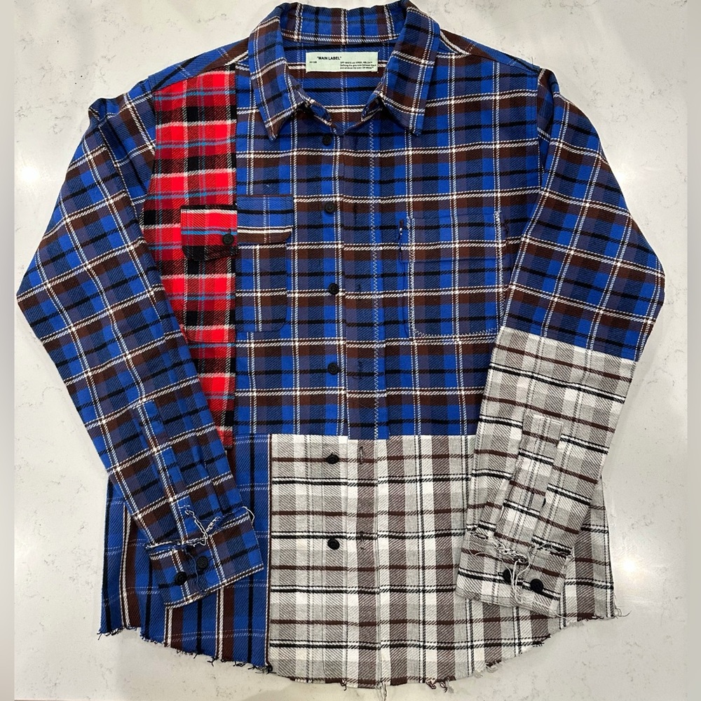 OFF-WHITE Men's Check Reconstructed Sport Shirt